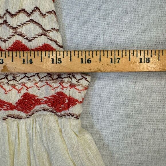 Free People Boho Chic Dress Cream Colored Lace Up Embroidered Dress - Picture 7 of 13